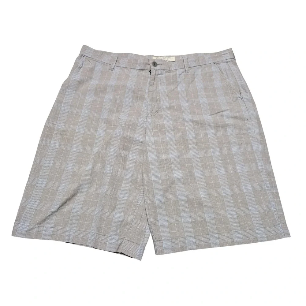 Old Navy Shorts Men 40 Tan Plaid Surplus Flat‎ Front Cotton Casual Summer Check